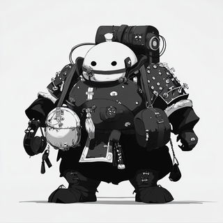 Chroma Curl Lithography style, Midjourney V6.1: concept art character design of retropunk steam knight