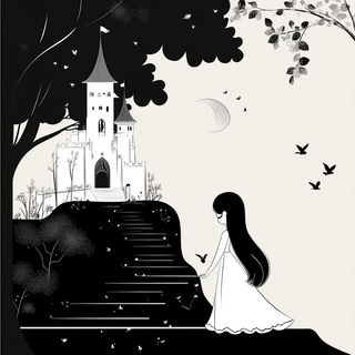 Chroma Curl Lithography style, Midjourney V6.1: retro fairy-tale illustration