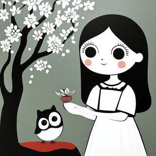 Chroma Curl Lithography style, Midjourney V6.1: traditional folk art