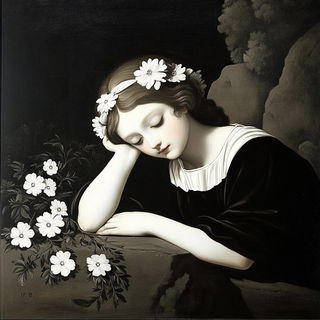 Chroma Curl Lithography style, Midjourney V6.1: classical 18th-century oil painting
