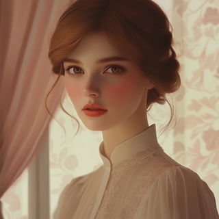 Chromalpine style, Midjourney V6.1: photographic portrait of female protagonist