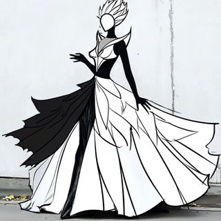 Monolithomontage style, Midjourney V6.1: haute-couture fashion outfit