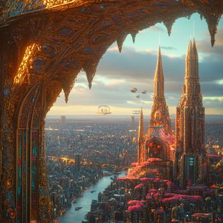 Solariscope style, Midjourney V6.1: megacity with futuristic bioarchitecture