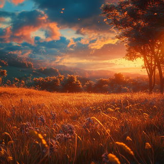 Solariscope style, Midjourney V6.1: realistic landscape photograph of quiet dawn