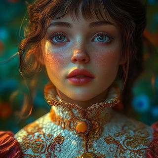 Solariscope style, Midjourney V6.1: photographic portrait of female protagonist