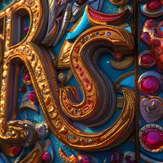 Solariscope style, Midjourney V6.1: typographic composition with large letters