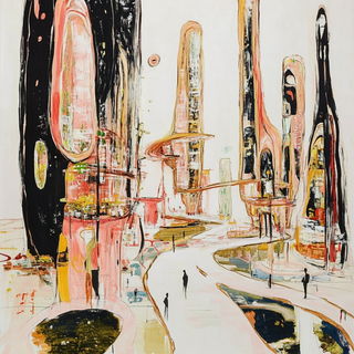 Scarabaeus Interface style, Midjourney V6.1: megacity with futuristic bioarchitecture