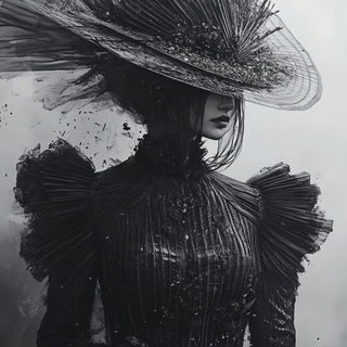 Shadow Dioramics style, Midjourney V6.1: haute-couture fashion outfit