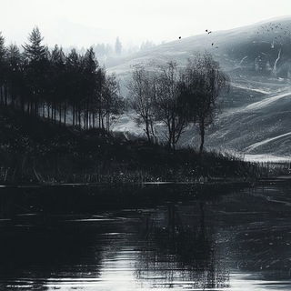 Shadow Dioramics style, Midjourney V6.1: realistic landscape photograph of quiet dawn