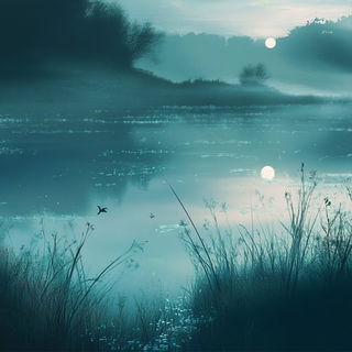Fossilmargin style, Midjourney V6.1: realistic landscape photograph of quiet dawn