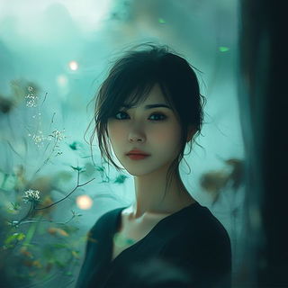 Fossilmargin style, Midjourney V6.1: photographic portrait of female protagonist