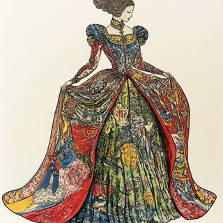 Ornamental Rodplay style, Midjourney V6.1: haute-couture fashion outfit