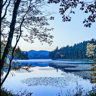 Ornamental Rodplay style, Midjourney V6.1: realistic landscape photograph of quiet dawn