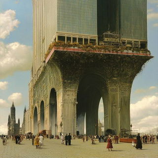 Swirlgouache style, Midjourney V6.1: megacity with futuristic bioarchitecture