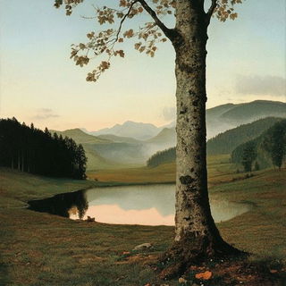 Swirlgouache style, Midjourney V6.1: realistic landscape photograph of quiet dawn