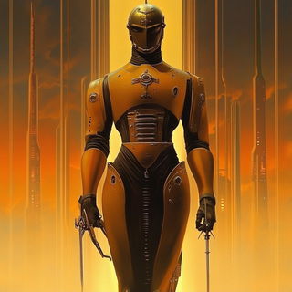 Seriglow style, Midjourney V6.1: concept art character design of retropunk steam knight