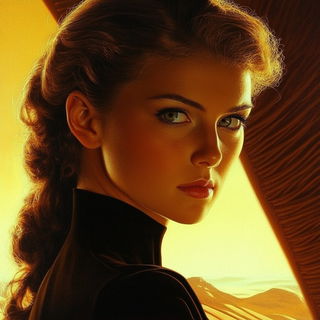 Seriglow style, Midjourney V6.1: photographic portrait of female protagonist