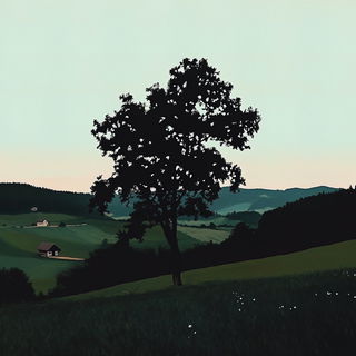 Playfield Collage Surreal style, Midjourney V6.1: realistic landscape photograph of quiet dawn