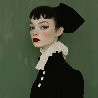 Playfield Collage Surreal style, Midjourney V6.1: photographic portrait of female protagonist
