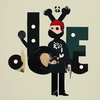 Playfield Collage Surreal style, Midjourney V6.1: typographic composition with large letters