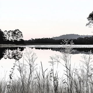 Pastelchemy style, Midjourney V6.1: realistic landscape photograph of quiet dawn