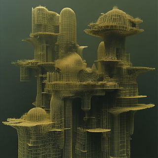 Sunthread Chiaroscura style, Midjourney V6.1: megacity with futuristic bioarchitecture