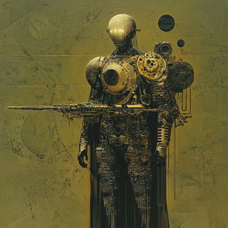 Sunthread Chiaroscura style, Midjourney V6.1: concept art character design of retropunk steam knight