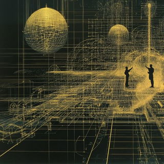 Sunthread Chiaroscura style, Midjourney V6.1: technical infrastructure blueprint schematics