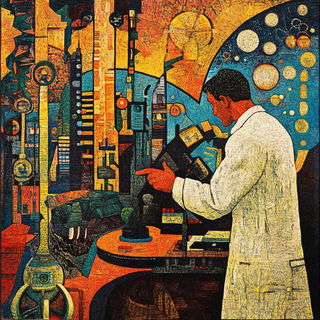 Soot Halo style, Midjourney V6.1: editorial illustration for popular scientific magazine cover