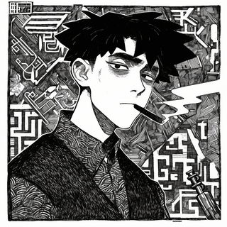Soot Halo style, Midjourney V6.1: black-and-white manga comic strip