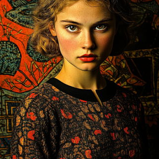 Soot Halo style, Midjourney V6.1: photographic portrait of female protagonist
