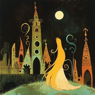 Hatchcoast style, Midjourney V6.1: retro fairy-tale illustration