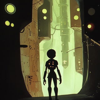 Hatchcoast style, Midjourney V6.1: cinematic shot from sci-fi movie