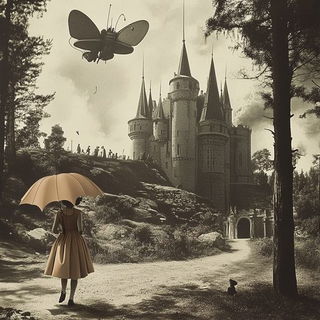 Contourbrique style, Midjourney V6.1: retro fairy-tale illustration
