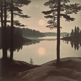 Contourbrique style, Midjourney V6.1: realistic landscape photograph of quiet dawn
