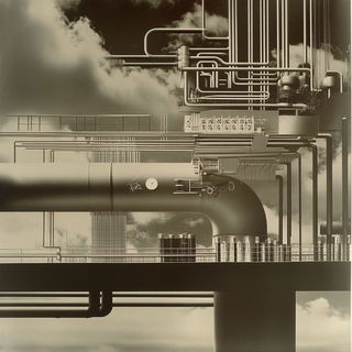 Contourbrique style, Midjourney V6.1: technical infrastructure blueprint schematics