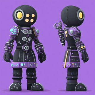 Sfumato Shibori style, Midjourney V6.1: concept art character design of retropunk steam knight