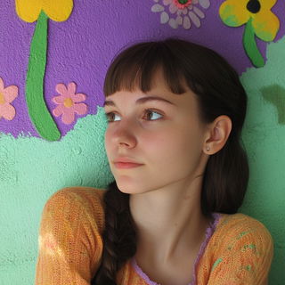 Sfumato Shibori style, Midjourney V6.1: photographic portrait of female protagonist