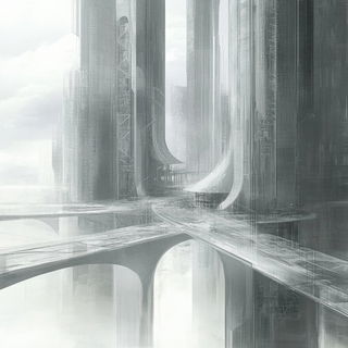 Maskscale style, Midjourney V6.1: megacity with futuristic bioarchitecture