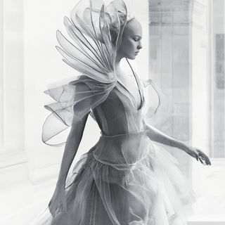 Maskscale style, Midjourney V6.1: haute-couture fashion outfit