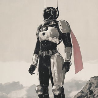 Cumulopera style, Midjourney V6.1: concept art character design of retropunk steam knight