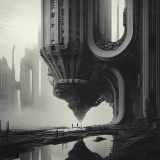 Sunstripe Geomorphics style, Midjourney V6.1: megacity with futuristic bioarchitecture