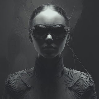 Sunstripe Geomorphics style, Midjourney V6.1: photographic portrait of female protagonist