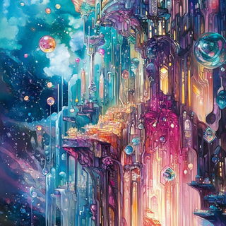 Inkmonolithism style, Midjourney V6.1: megacity with futuristic bioarchitecture