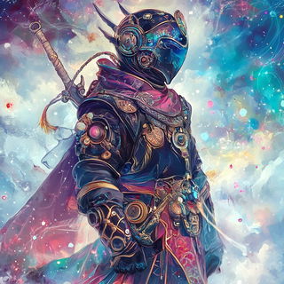 Inkmonolithism style, Midjourney V6.1: concept art character design of retropunk steam knight