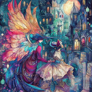 Inkmonolithism style, Midjourney V6.1: retro fairy-tale illustration