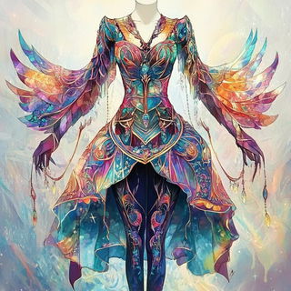 Inkmonolithism style, Midjourney V6.1: haute-couture fashion outfit