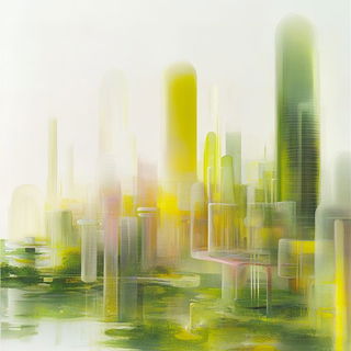 Aria for Running Deer style, Midjourney V6.1: megacity with futuristic bioarchitecture