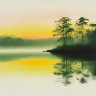 Aria for Running Deer style, Midjourney V6.1: realistic landscape photograph of quiet dawn