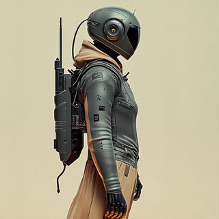 Turquoise Heat Index style, Midjourney V6.1: concept art character design of retropunk steam knight